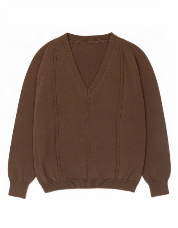 Vintage Dame V-hals sweater UK 16 Stor Brun