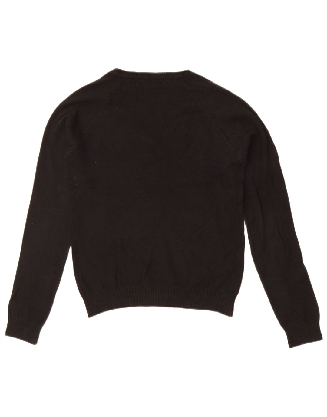 Zara Dame V-hals sweater UK 12 Medium Sort Bomuld