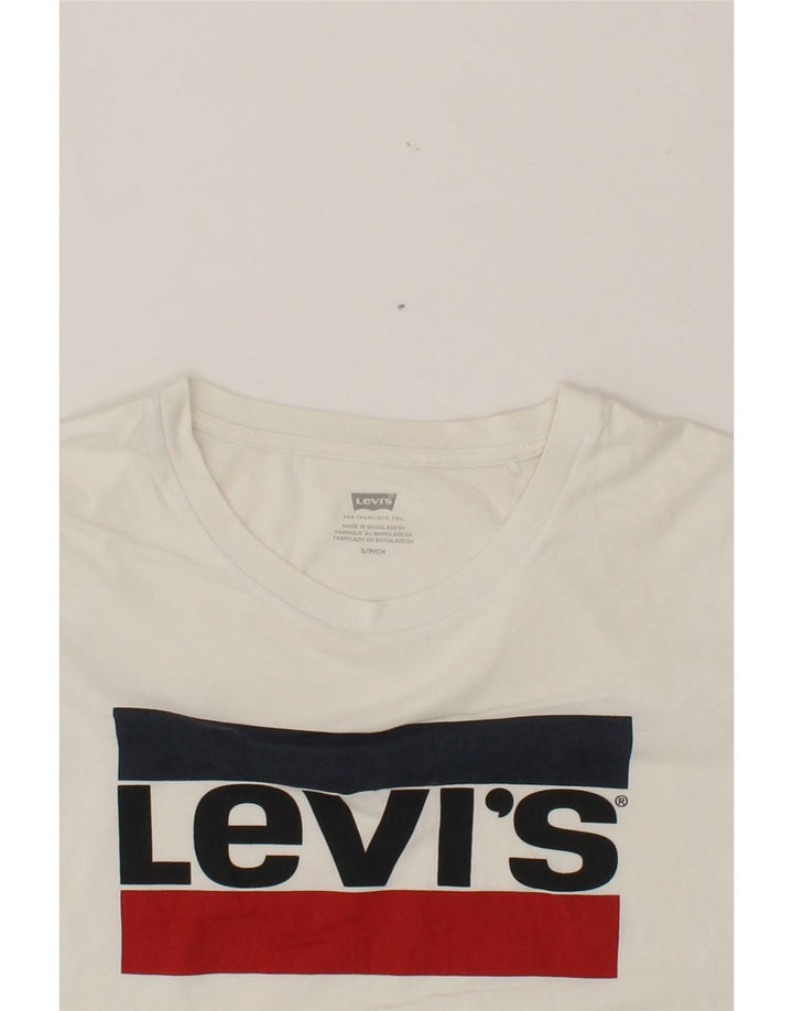 LEVI'S Womens Graphic T-Shirt Top UK 10 Small White Cotton Vintage Levi's and Second-Hand Levi's from Messina Hembry 