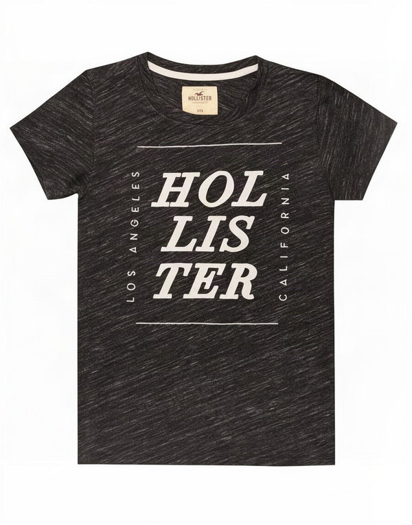 Hollister Grafisk T-shirt top til kvinder UK 2 2XS Grå Flecked