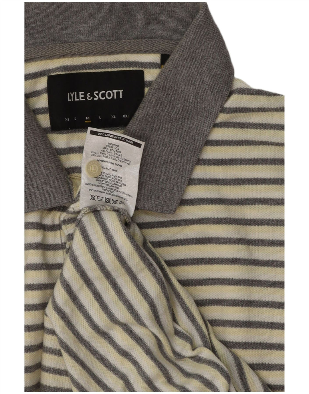 Lyle & Scott Herre poloshirt Medium Off White Stribet bomuld
