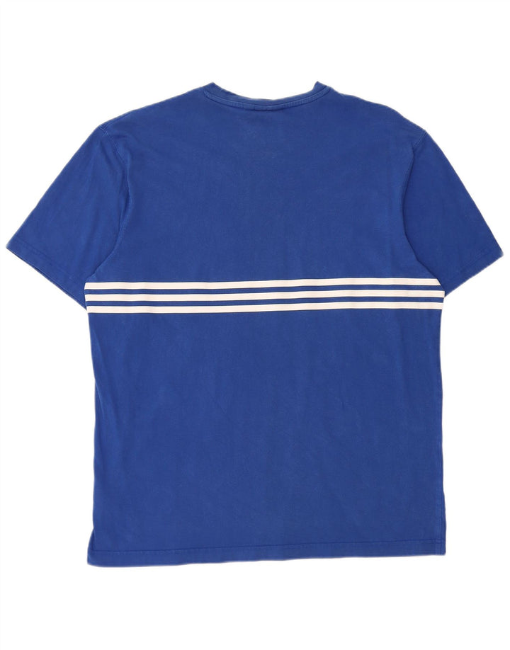 Adidas Grafisk T-shirt top mellemblå stribet bomuld til mænd