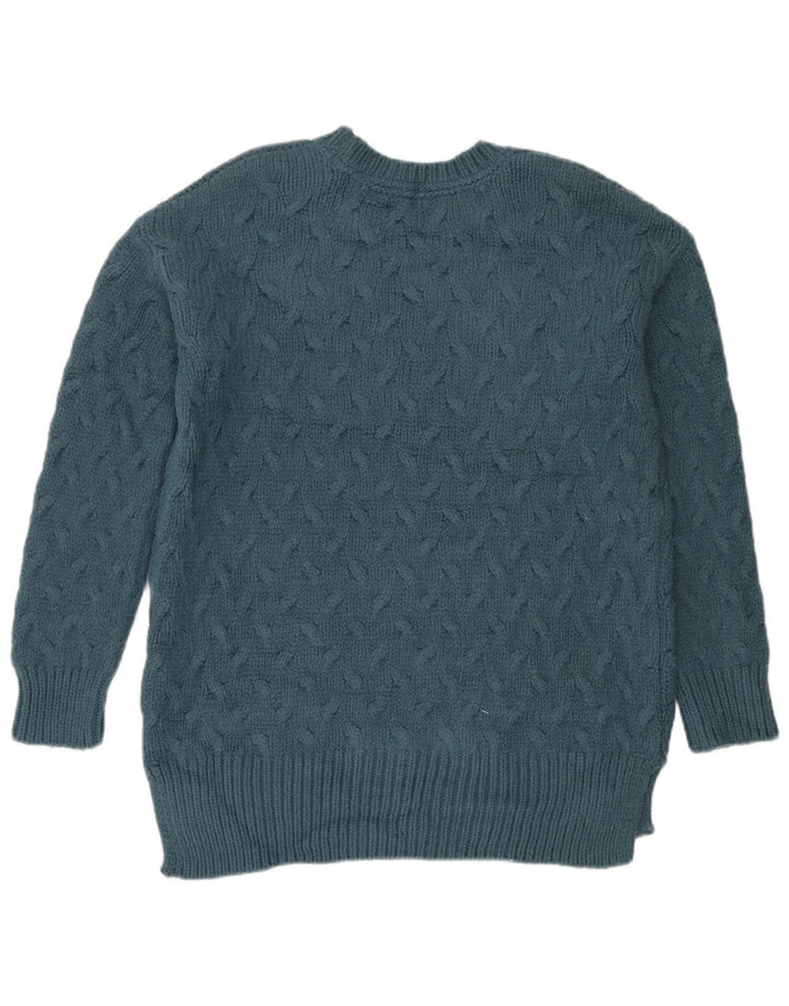 Fedt ansigt til mænd med rund hals sweater UK 12 mellemgrøn akryl