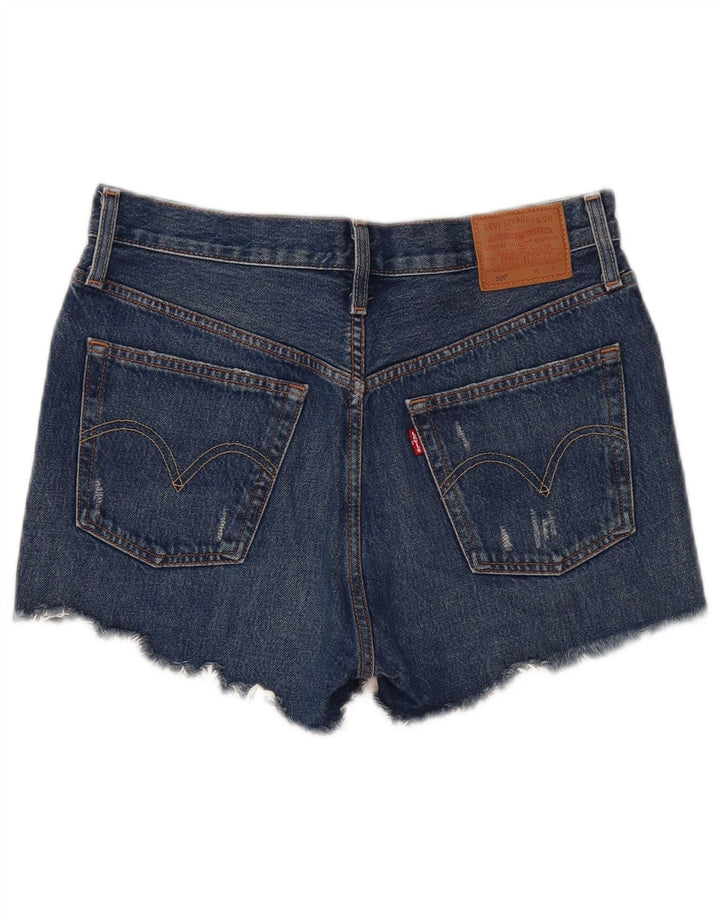 Levi's Womens 501 Distressed Denim Shorts W27 Small Navy Blue Bomuld
