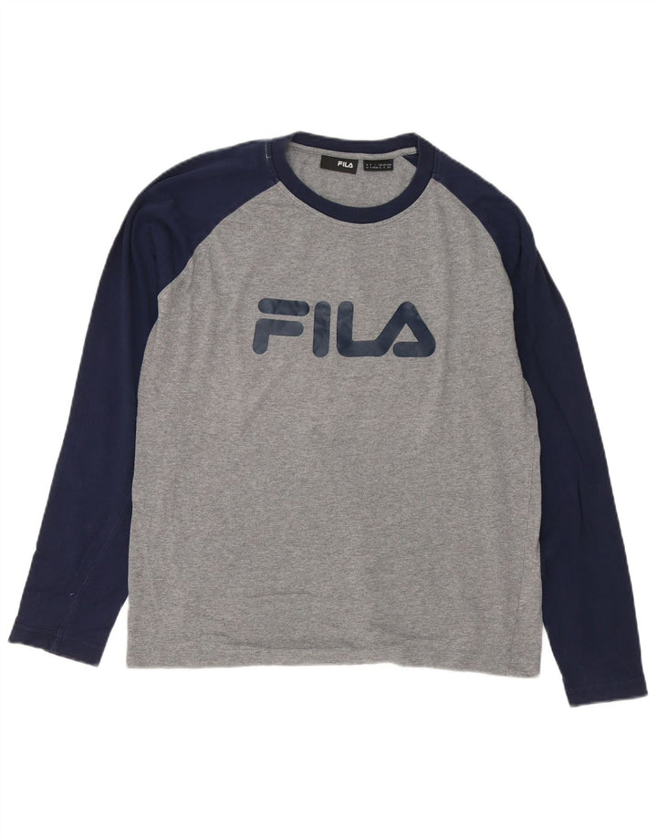 Fila Herre Grafisk Top Langærmet Lille Grå Colourblock Bomuld