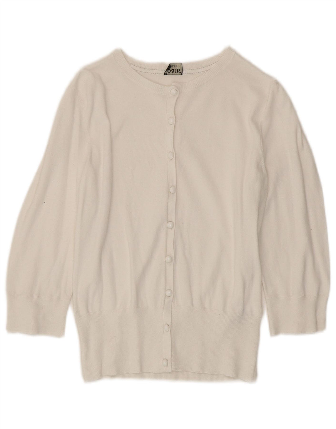 Oasis Dame 3/4-ærmet cardigantrøje UK 12 Medium White Bomuld