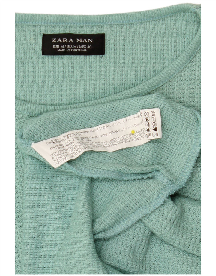 ZARA sweater med rund hals til mænd mellemgrøn bomuld