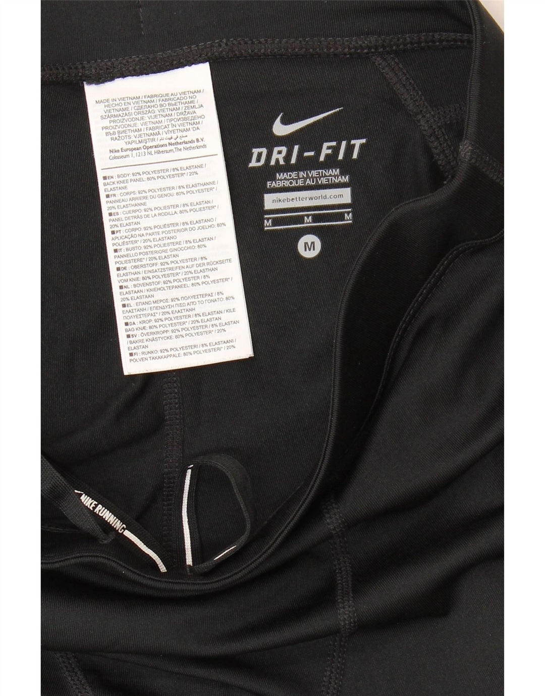 Nike Dame Dri Fit Leggings UK 12 Medium Sort Polyester