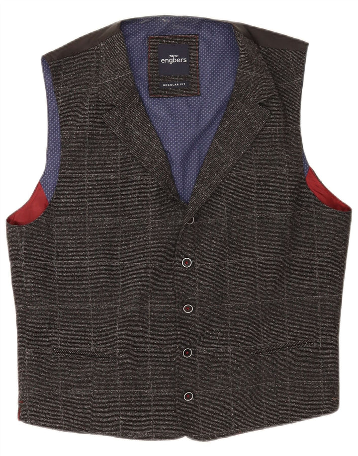 Engbers Herre Regular Fit Vest IT 54 XL Grå ternet polyester