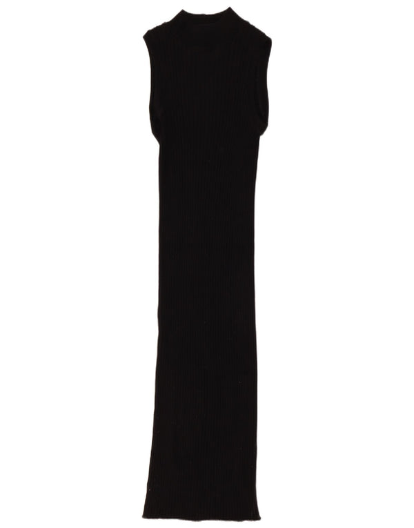 Zara Dame ærmeløs Maxi Jumper Kjole UK 6 XS Sort