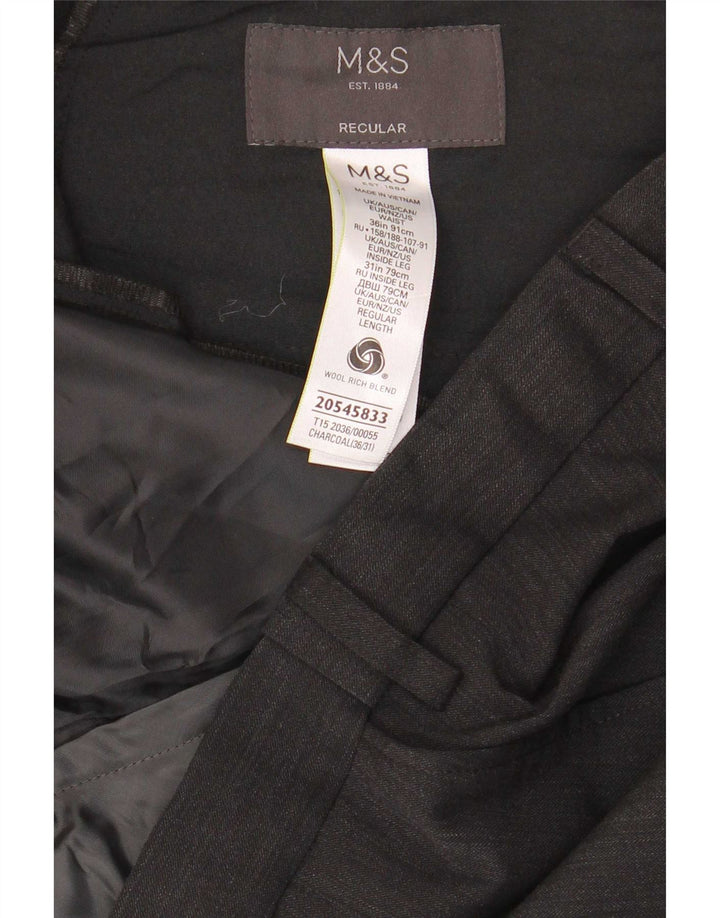 Marks & Spencer Herre Regular Fit Suit Bukser W36 L31 Grå uld