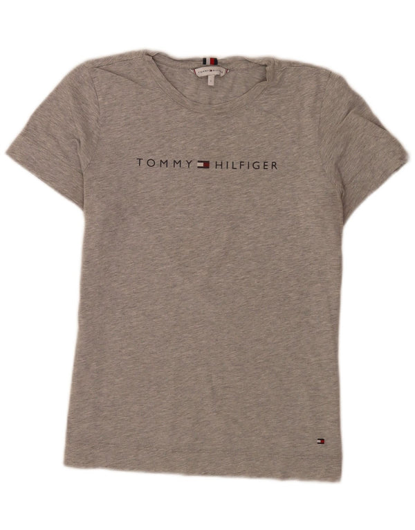 Tommy Hilfiger Dame Grafisk T-Shirt Top UK 8 Small Grey Flecked