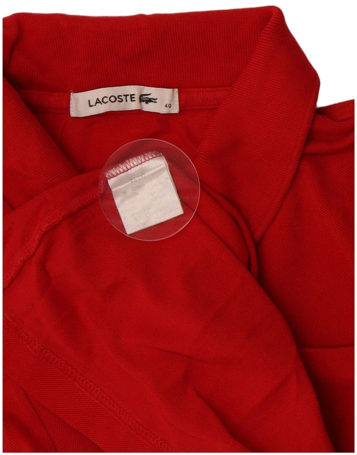 Lacoste langærmet poloshirt til kvinder størrelse 40 Medium rød bomuld