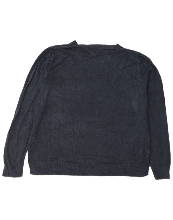 Marks & Spencer Dame Boat Neck Jumper Sweater UK 18 XL Navy Blue Akryl