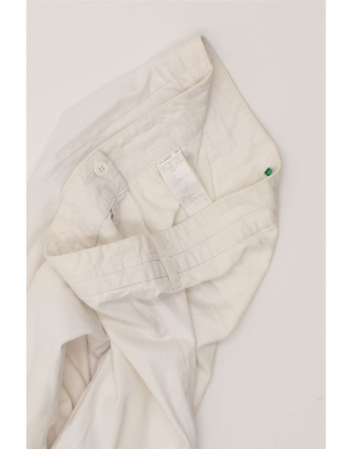 BENETTON Womens Straight Capri Trousers IT 44 Medium W32 L23 White Cotton Vintage Benetton and Second-Hand Benetton from Messina Hembry 