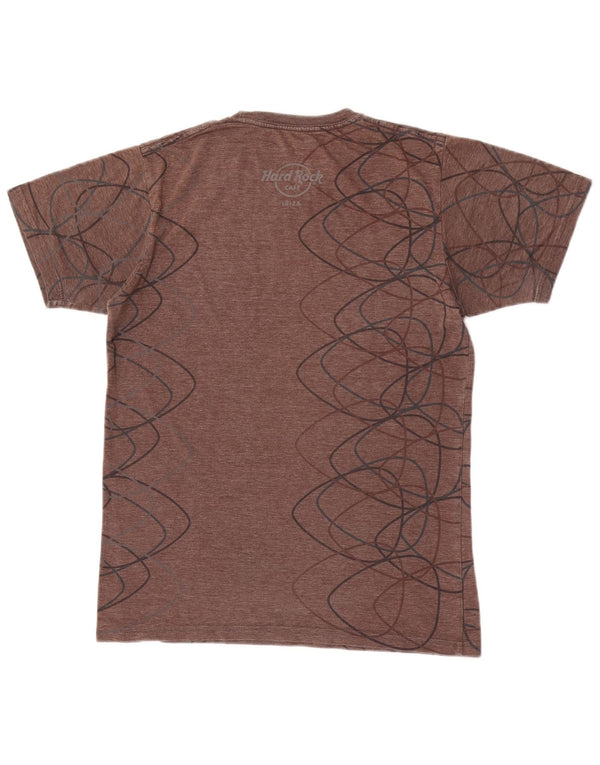 Hard Rock Cafe Herre Ibiza Grafisk T-Shirt Top Lille brun Flecked Bomuld