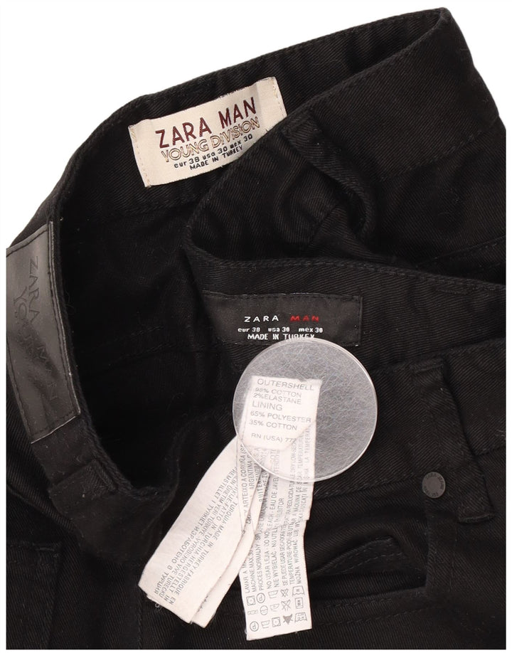 Zara Straight Jeans til mænd EU 38 Small W30 L32 Sort Bomuld
