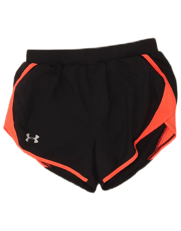 Under Armour Womens Heat Gear Sports Shorts UK 4 XS Black Colourblock