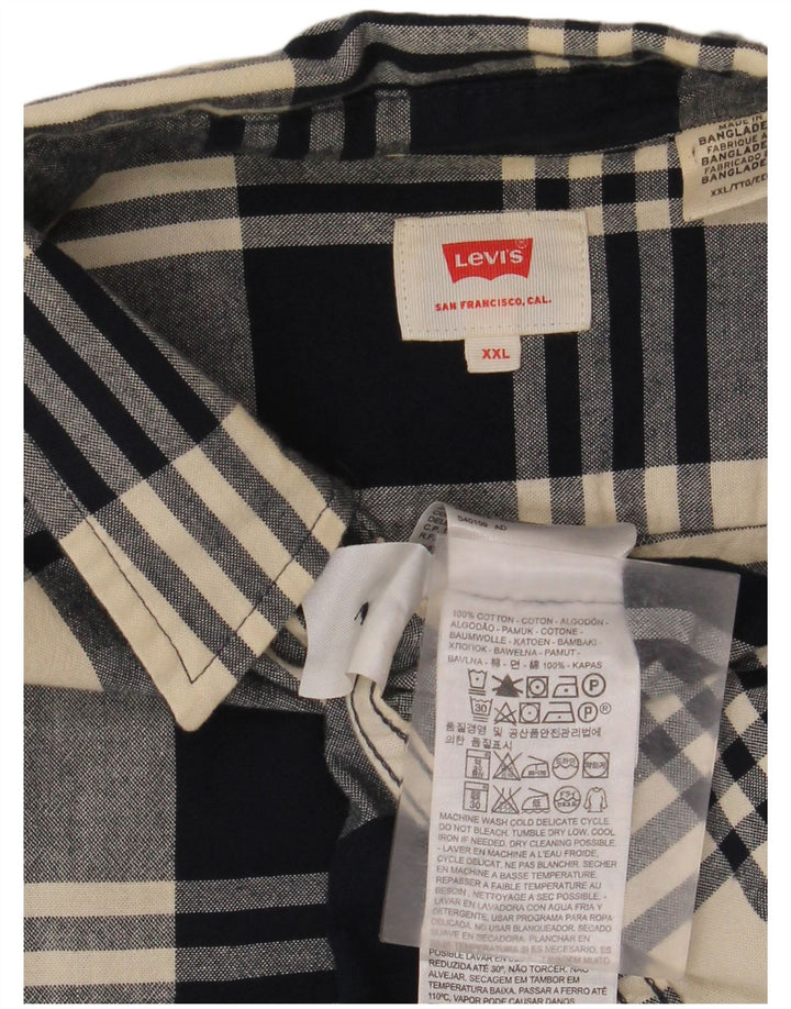 Levi's herre flannelskjorte 2XL marineblå plaid bomuld