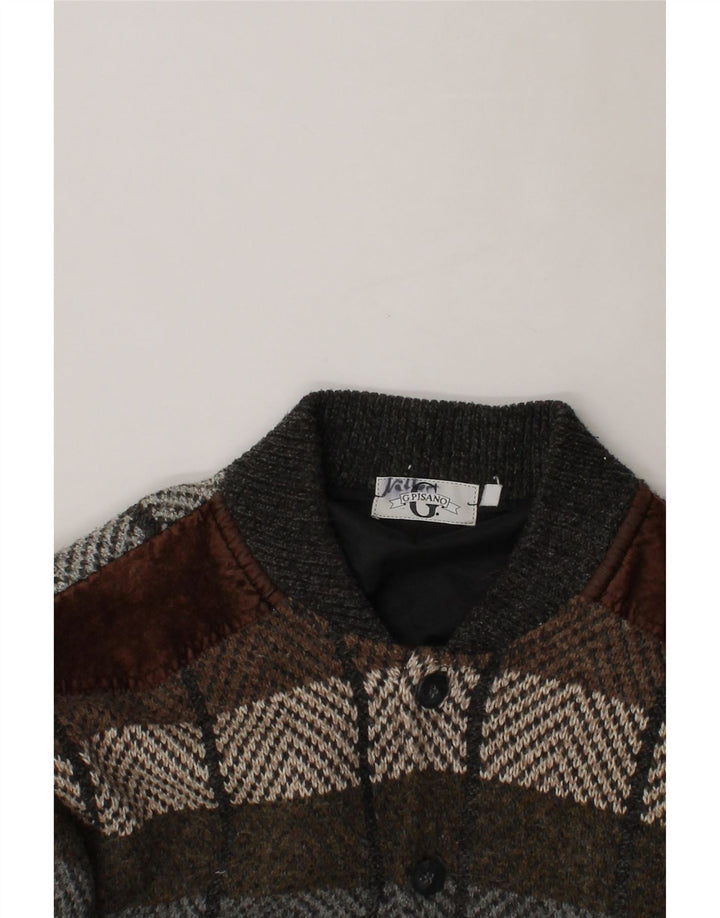 G. PISANO Mens Knit Bomber Jacket UK 36 Small Grey Striped Vintage G. Pisano and Second-Hand G. Pisano from Messina Hembry 