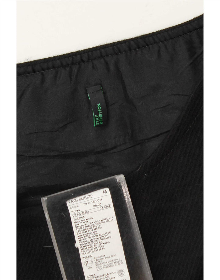 Benetton Womens Ærmeløs Shift Dress UK 12 Medium Sort Uld