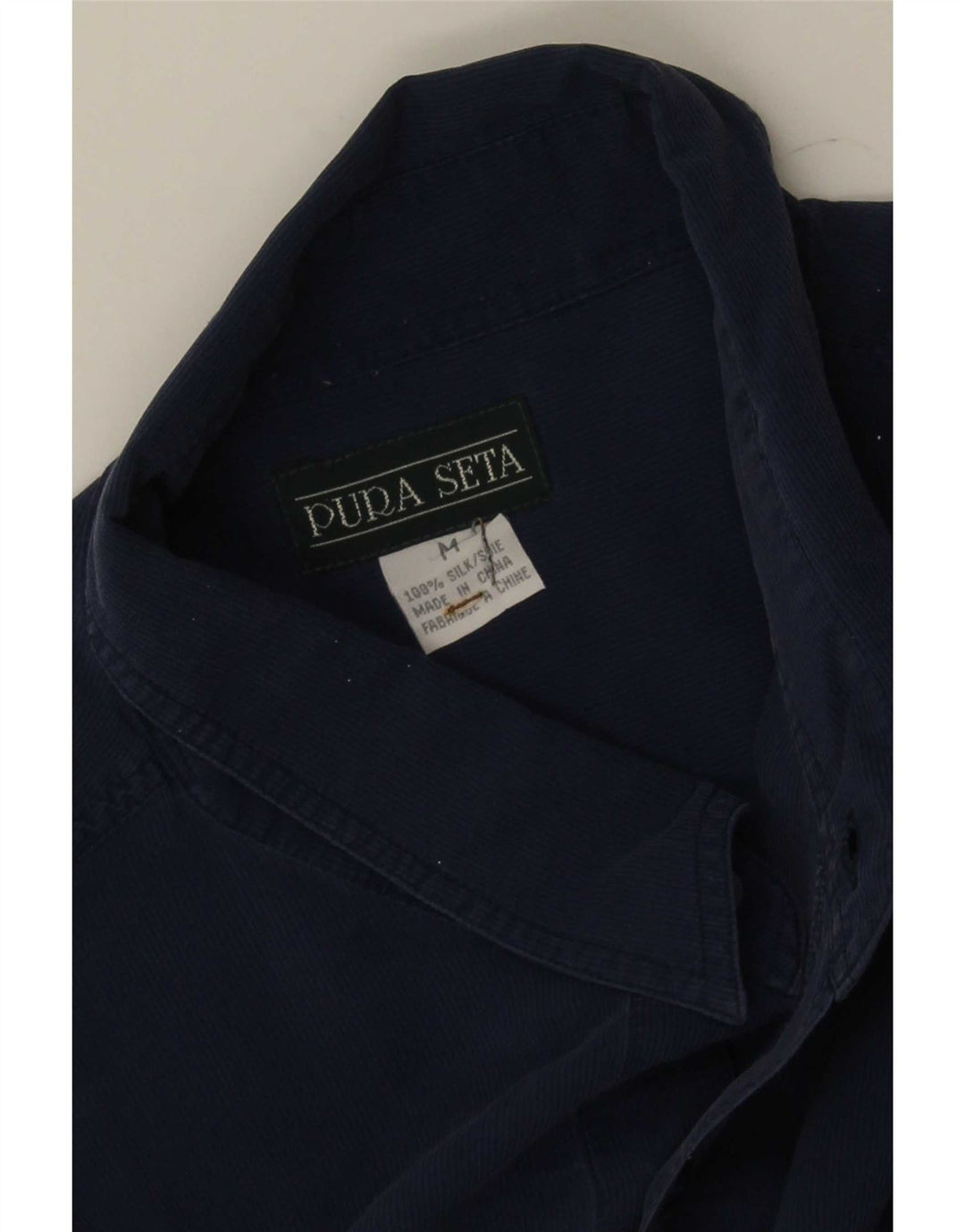 Vintage herreskjorte medium marineblå silke
