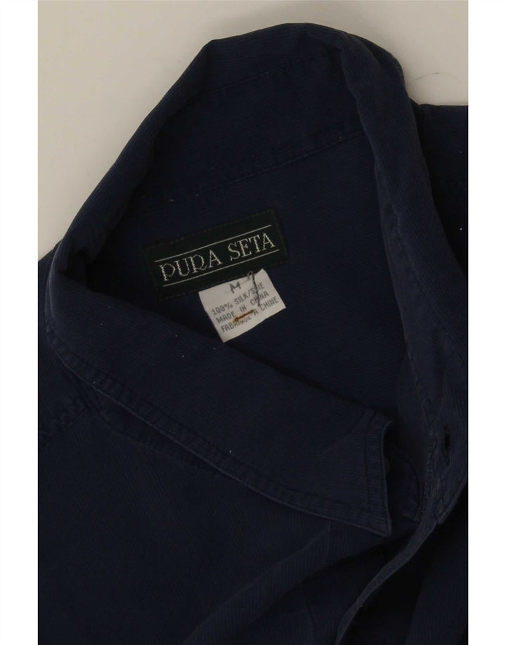 Vintage herreskjorte medium marineblå silke