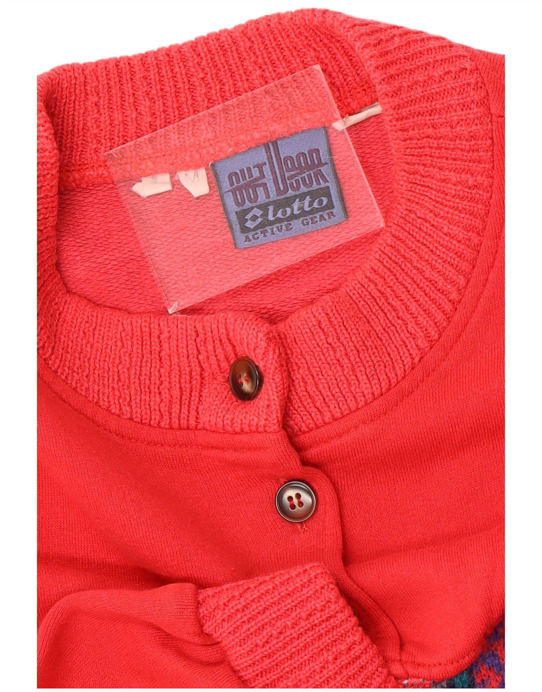 LOTTO Dame Oversized Sweatshirt Jumper UK 14 Medium Red Fair Isle