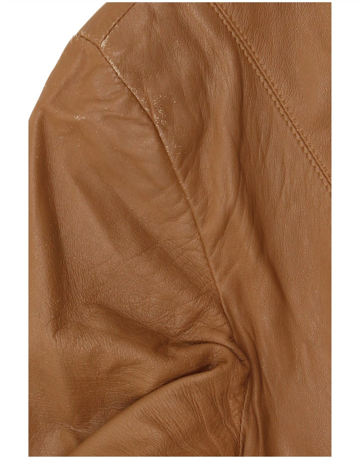 Vintage læderjakke til kvinder IT 48 XL beige læder