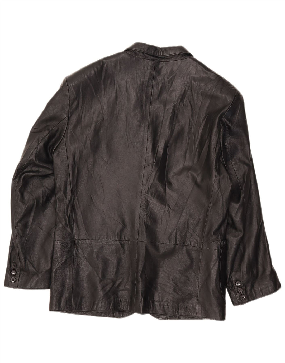 Vintage dame 3-knaps læder blazerjakke IT 42 Medium Sort