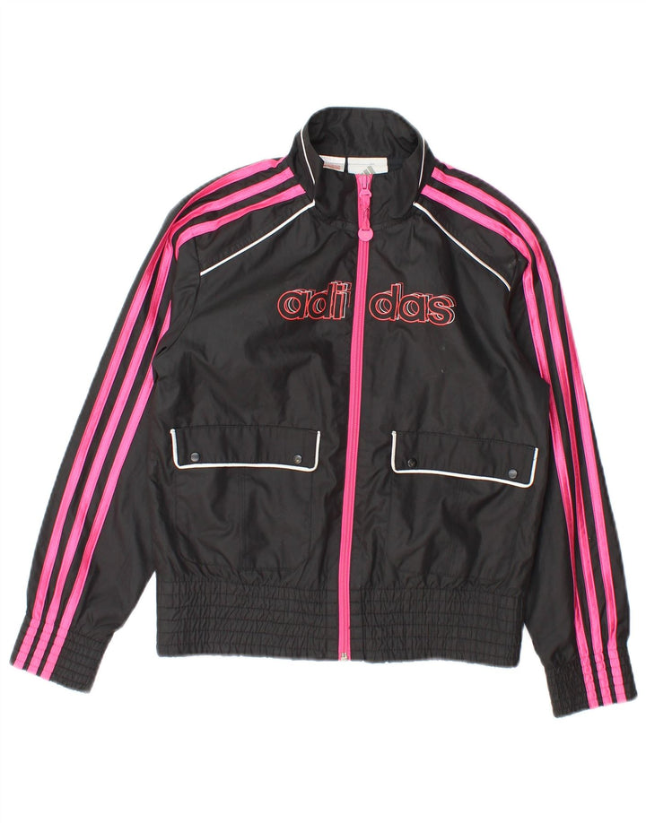 Adidas piger grafisk træningsdragt topjakke 9-10 år sort polyester