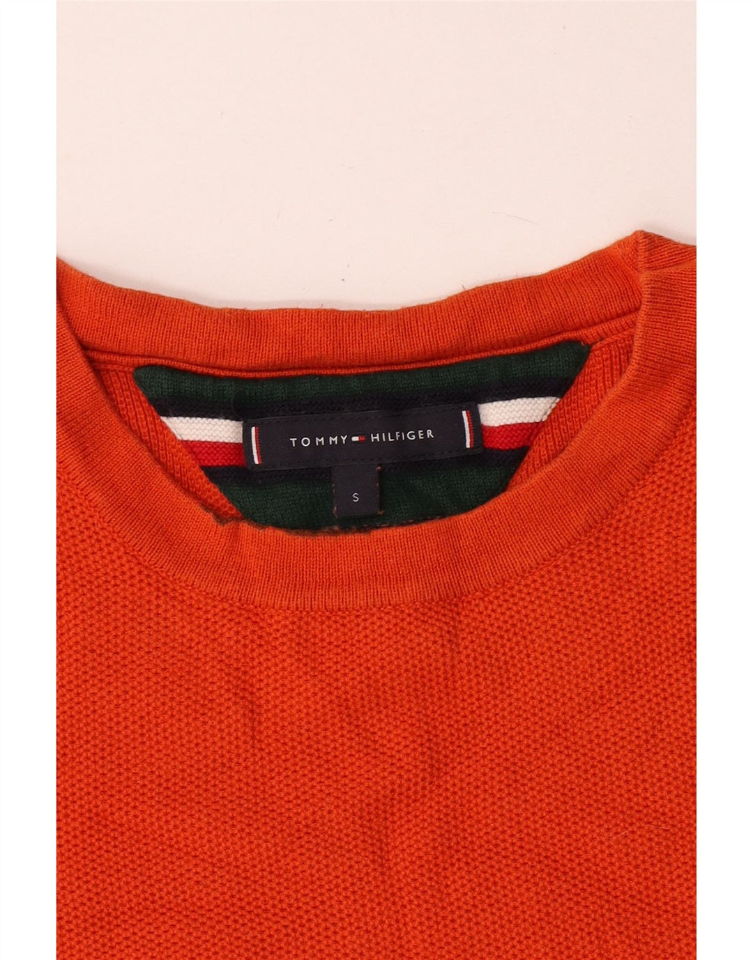 Tommy Hilfiger Herre Crew Neck Jumper Sweater Small Orange