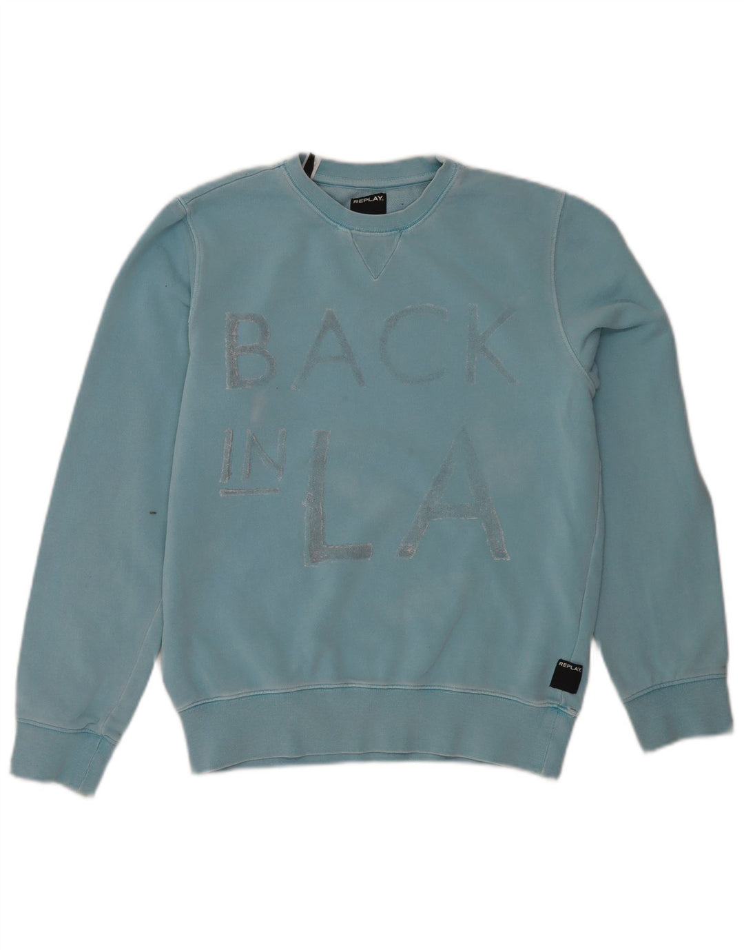 Replay Herre Grafisk Sweatshirt Jumper Lille Blå Bomuld