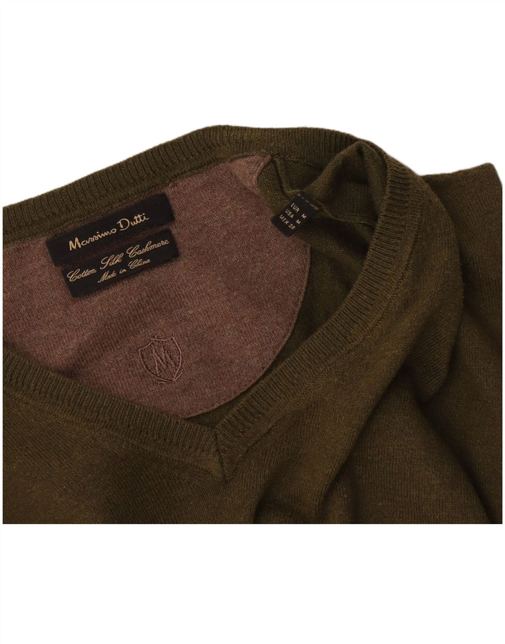 Massimo Dutti Herre V-hals sweater Medium Khaki Bomuld