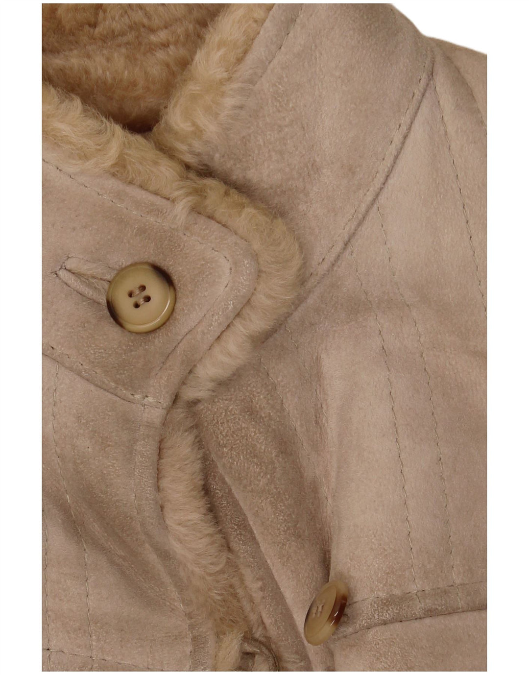 Vintage Dame Shearling Coat IT 46 Large Beige Læder