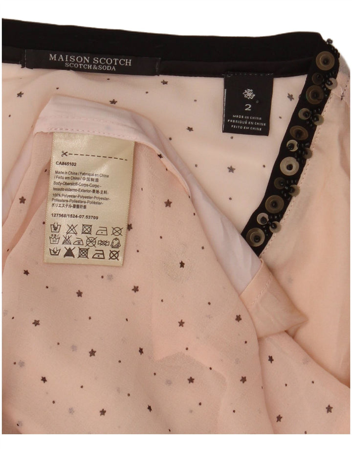 Maison Scotch Dame Se Through Grafisk Top 3/4 ærme US 2 XS Pink