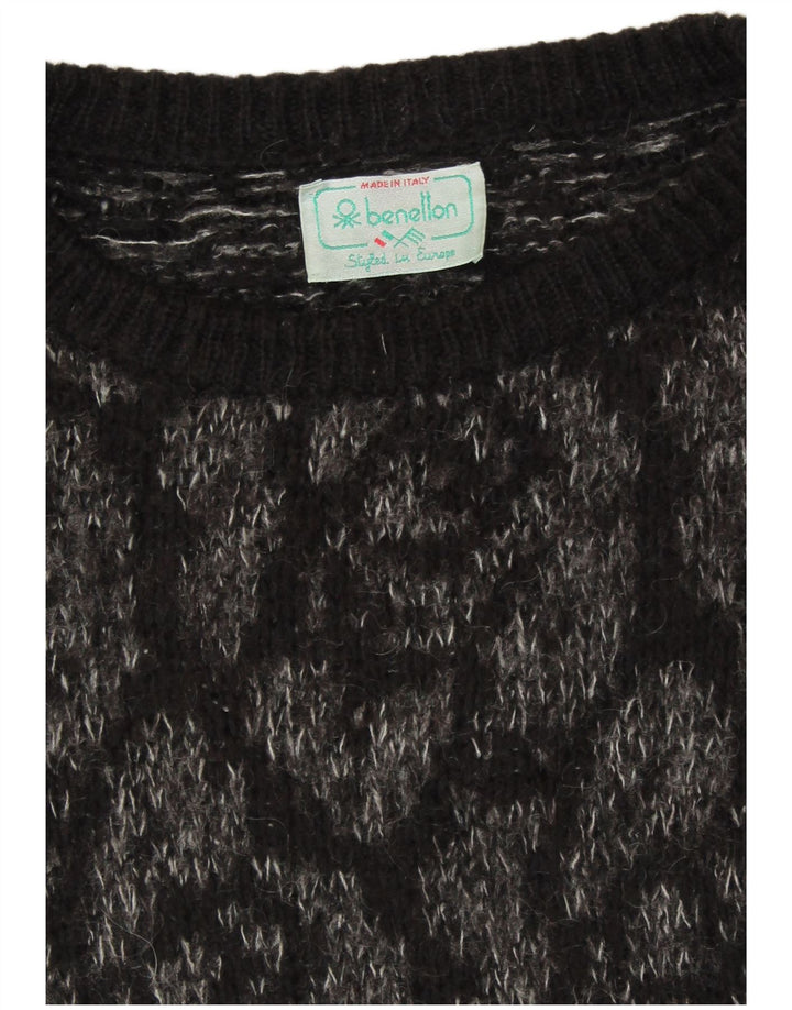 BENETTON Dame sweater med rund hals DK 18 XL sort blomster