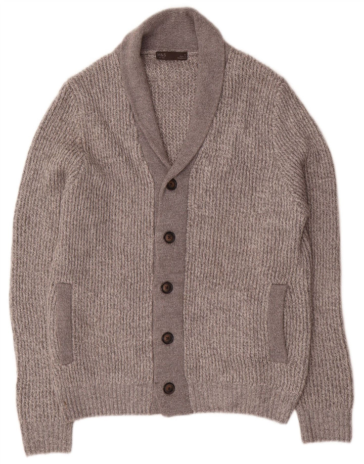 Marks & Spencer Herre cardigan sweater Medium Grey Flecked Acryl