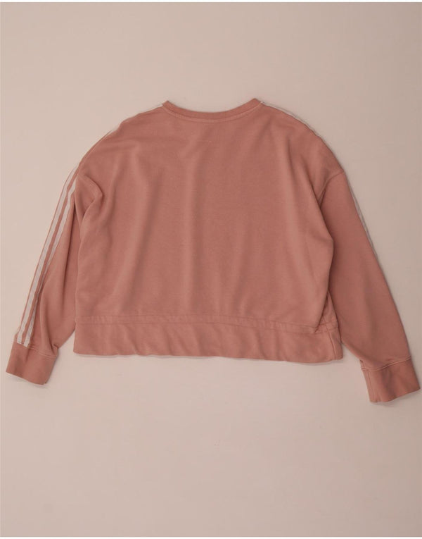 Adidas Womens Crop Sweatshirt Jumper UK 22 3XL Pink Bomuld