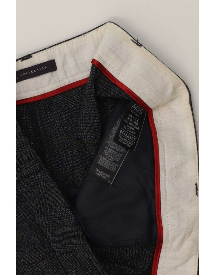 Marks & Spencer jakkesæt til kvinder UK 12 Medium W32 L28 Marineblå ternet