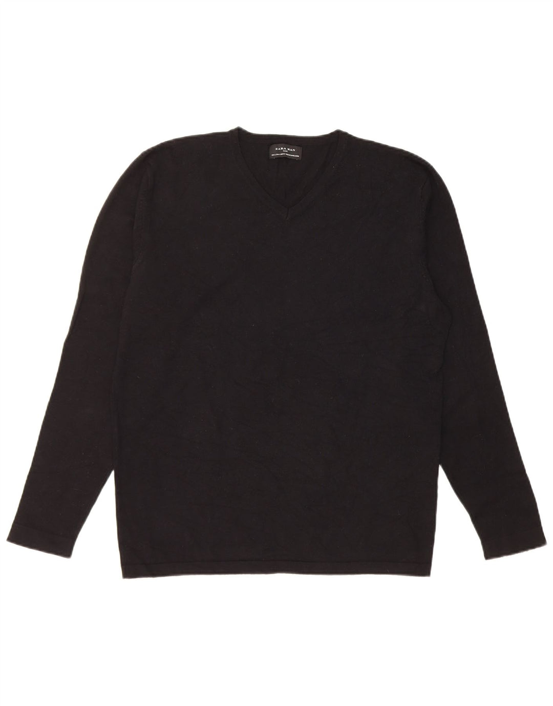 Zara Herre V-hals sweater Stor Sort Viscose
