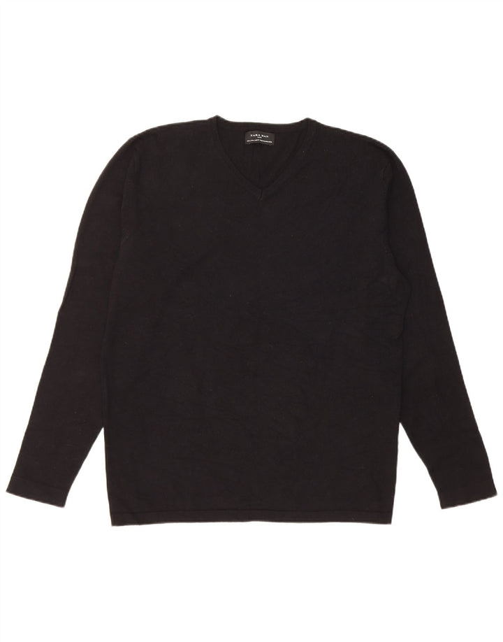 Zara Herre V-hals sweater Stor Sort Viscose