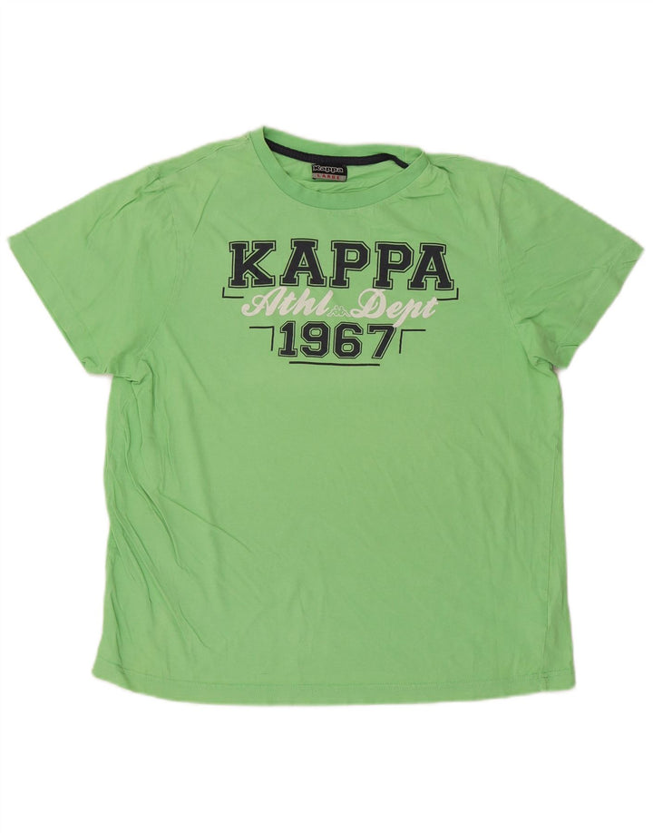 Kappa Herre Grafisk T-Shirt Top Stor Grøn Bomuld