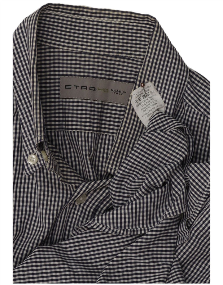 ETRO Herreskjorte Medium Navyblå Gingham Bomuld