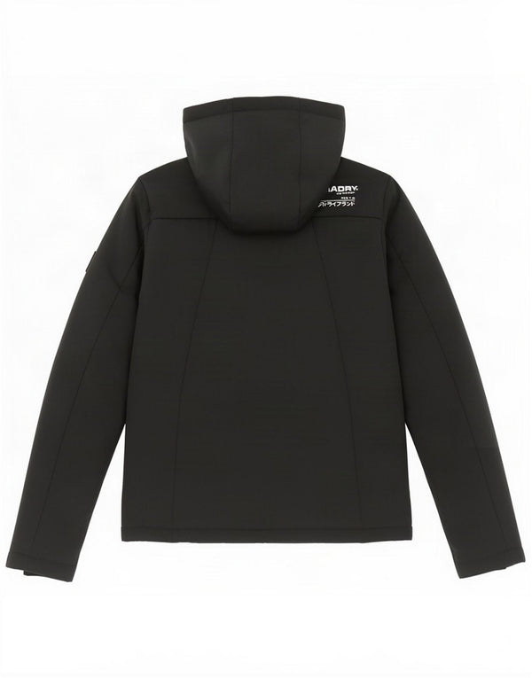 Superdry Dame Hooded Windbreaker Jacket UK 10 Small Black Polyester