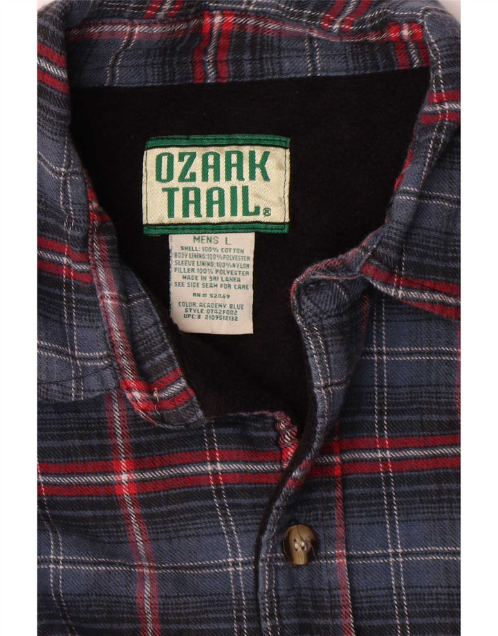 Ozark Trail Herre Lumberjack Flanell Shirt Large Blue Plaid Bomuld