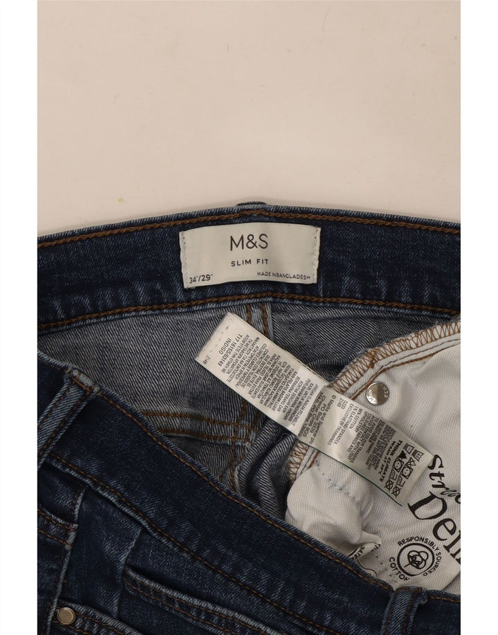 Marks & Spencer Herre Slim Jeans W34 L29 Blå Bomuld