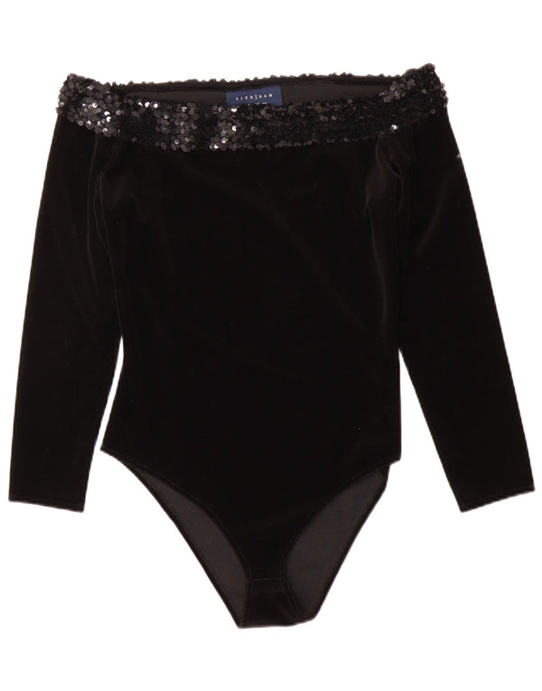 Bernshaw Womens Off Shoulder Bodysuit UK 12 Medium Black Acryl