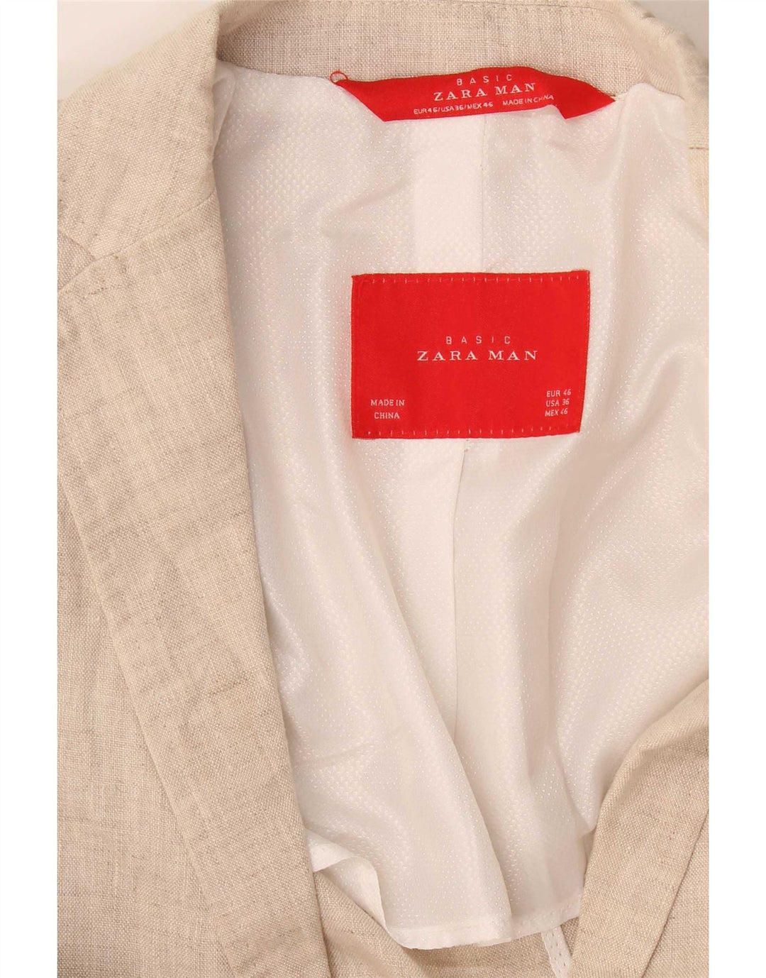 Zara Herre 2-knaps blazerjakke EU 46 Small Beige