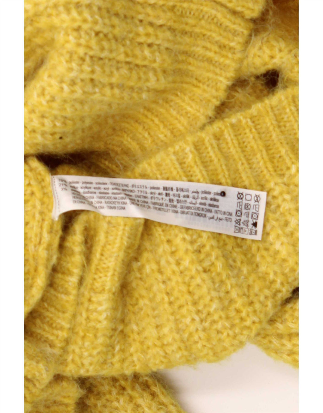 Zara Dame Turtle Neck Jumper Sweater UK 18 XL Gul Polyester